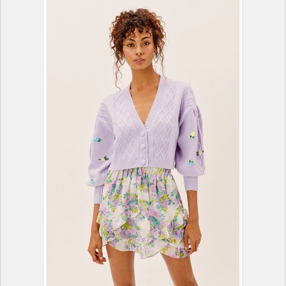 For Love And Lemons Sweaters - For Love and Lemons Sutton Cardigan in Lavender
